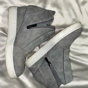 Gray & White sneaker wedges